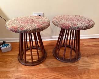 Pair of Vintage MCM Spindle Stools by Arthur Umanoff.