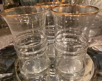 Vintage Anchor Hocking Gold trim glassware, c. 1940s
