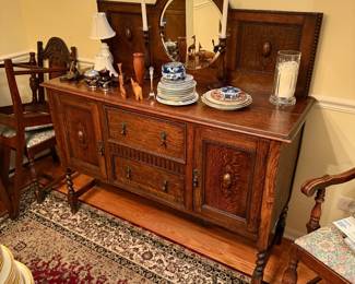 Antique buffet with mirror