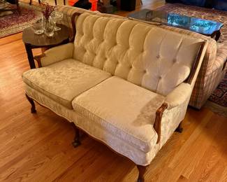 Victorian style upholstered loveseat
