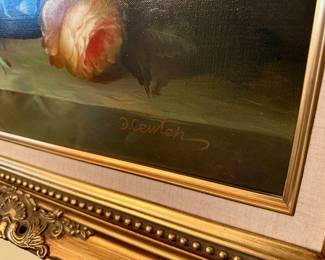 Original framed, Dutch Floral Still Life oil painting by D. Cewten