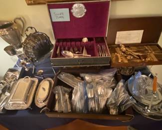 Silver plated assorted service items