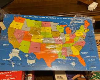 vintage wooden Playskool map puzzle