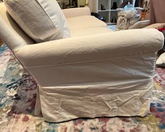 C55 - $1,200. Crate & Barrel Slip Covered Sofa. Measures 78.5" wide x 17.5" floor to seat x 30" deep. (Slipcover was just washed so excuse the wrinkles!) Includes an extra set of slip covers. Very comfortable and in very good condition. Non smoking home - No pets.