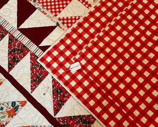 Q3 - $100. Like New Lap Quilt. Measures 64.5" x 67.5". Great Holiday Colors!