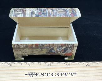 J10 - $50. Carved Bone & Hand Painted Trinket Box. Turkish. Signed S. Erken - Maltepe.