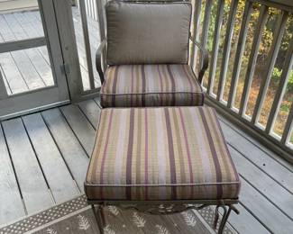 C117 - $150. Single Wrought Iron Chair with Ottoman. No Name. Very good used condition.