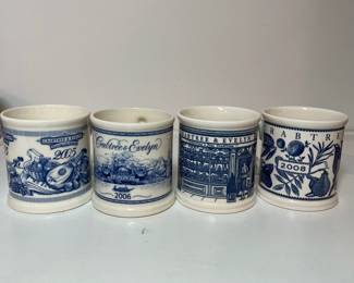 C23 - $100 - 9 Mugs. Mason's Crabtree & Evelyn Annual Mugs. 1995, 2001, 2002, 2003, 2005, 2006, 2007, 2008, 2009.