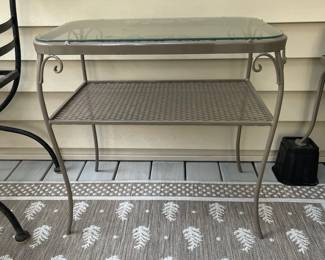 C116 - $125. Wrought Iron End Table. Measures 17" x 25" x 24" tall. Very good condition. No name.