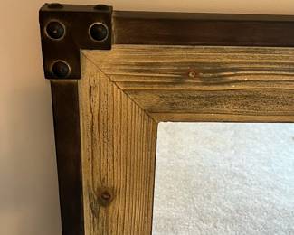 C79 - $85. Wood & Metal Wall Mirror. Measures 29.5" x 39.5" x 2" deep.