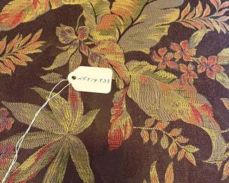 C86 - $250. Single Upholstered Arm Chair. Measures 25" wide x 17" deep x 33" tall. Sturdy with beautifully carved wood frame.