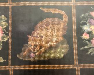 C58 - $125. Framed Vintage Needlepoint. Framed it measures 27" square.