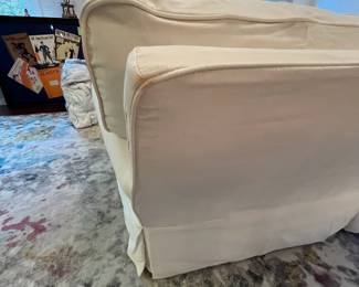 C55 - $1,200. Crate & Barrel Slip Covered Sofa. Measures 78.5" wide x 17.5" floor to seat x 30" deep. (Slipcover was just washed so excuse the wrinkles!) Includes an extra set of slip covers. Very comfortable and in very good condition. Non smoking home - No pets.