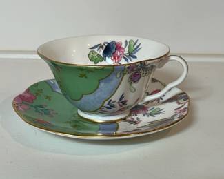 C39 - $40. Wedgwood Butterfly Bloom Tea Cup & Saucer