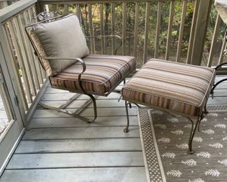 C117 - $150. Single Wrought Iron Chair with Ottoman. No Name. Very good used condition.