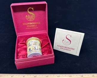 J7 - $80. Staffordshire Enamels Hinged Lidded Trinket Box. Dovecote.