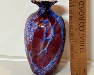 C12 - $25. Vintage Guernsey Island Glass Vase Mottled.