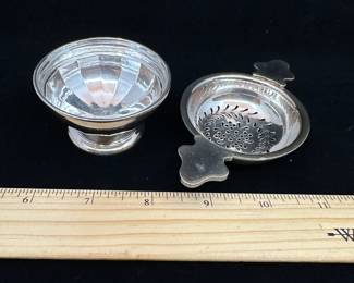 J37 - $20. Mappin & Webb Silver plated Tea Strainer.