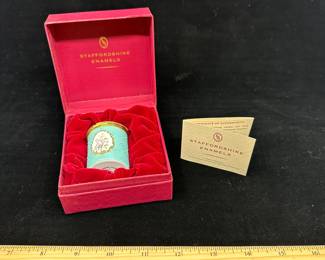 J3 - $80. Staffordshire Enamels Hinged Lidded Trinket Box. Tiffany Blue Color with Floral Pattern.