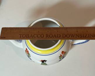 C14 - $250 SET. Includes 2 - 10" Dinner Plates. Cream & Sugar. 2 Coffee/Tea Cups 4" x 2.5". 2 Saucers 6.5". Teapot 9.75" x 7.5" tall.