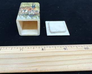 J13 - $40. Carved Bone & Hand painted lidded box.