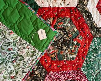 Q20 - $85. Like New Holiday Colors Quilt. Measures 63" x 87.5" (almost twin size)