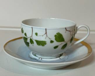 C42 - $75. Raynaud Limoges "Verdures" by Christian Tortu Tea Cup & Saucer.