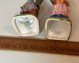 C13 - $150. Vintage HB Henriot Quimper France Brenton & Bretonne Pair of Candlestick Holders. Measures 7.5" tall.