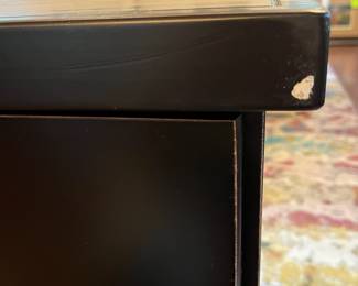 C54 - $1200. Ballad Designs Desk. Measures 66.5" x 20.5" x 28" tall. Moves in 3 pieces - 2 filing cabinets & top. Top corners do show some wear - see photos.