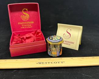 J2 - $120. Staffordshire Enamels Tassel Trinket Box.