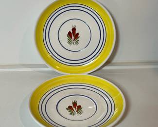 C14 - $250 SET. Includes 2 - 10" Dinner Plates. Cream & Sugar. 2 Coffee/Tea Cups 4" x 2.5". 2 Saucers 6.5". Teapot 9.75" x 7.5" tall.