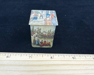 J13 - $40. Carved Bone & Hand painted lidded box.