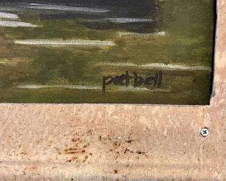 C56 - $85. "Pat Bell" signed original Canoe Painting. Framed it measures 24" square.