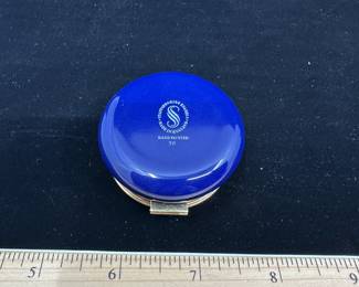 J16 - $60. Staffordshire Enamels Terrier Trinket Box. No original box.