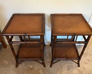 C70 - $95 PAIR of Pottery Barn Side Tables. Measures 18" square x 25.5" tall.