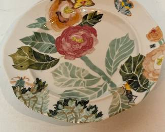 C25 - $40. Shelley Hesse, Anthropologie, Water Color "Petals" Salad Plates. Set of 4 - 8" plates.
