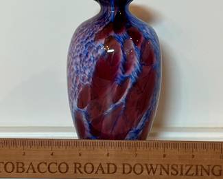 C12 - $25. Vintage Guernsey Island Glass Vase Mottled.