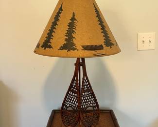 C72 - $45. Snow Shoe Single Table Lamp. Measures 31" tall. Shade is in good condition.