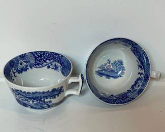 C24 - $35. Spode Blue Italian. Made in England. Includes 2 Tea Cups 4.5" x 2.5". 2 Saucers 5.75". 4 Dessert Plates 7.5". Dishwasher & Microwave Safe.