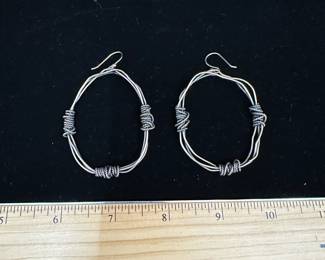 J42 - $40. Pair of Large Sterling Earrings. Unsigned.