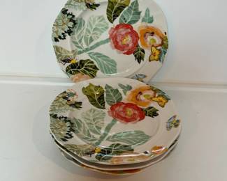 C25 - $40. Shelley Hesse, Anthropologie, Water Color "Petals" Salad Plates. Set of 4 - 8" plates.