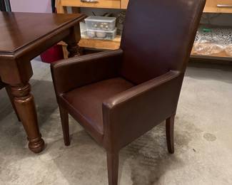 C4 - $1,500. Pottery Barn Table with 8 chairs. Table has 2 leaves. 2 captains chairs. 6 regular chairs. Measures 40" wide x 6' long with NO leaves in. Set includes 2 - 16" leaves. When all together it is 104". Table surface has some gentle wear marks but no huge gouges or issues. Chairs are all in very good condition. Most were scattered around the house in guest bedrooms and not regularly used.
