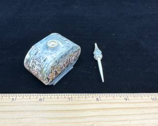 J14 - $50. Carved Bone & Hand Painted Perfume Bottle