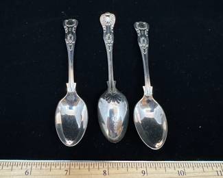 J36 - $80. Set of 3 "JD WD" Sterling Teaspoons. Weighs 42 grams.