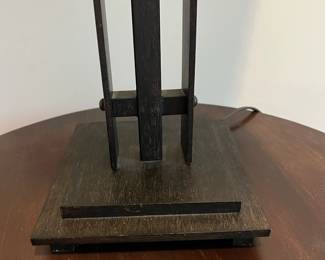 C87 - $125. 2 Light Table Lamp by Minka-Lavery. Heavy glass shade with iron base. *Beautiful* Heavy Duty Table Lamp!