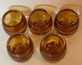 C11 - $25. Crate & Barrel Diva Votive Candle Holders. Set of 5 in Amber.