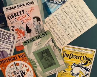 C95 - $40. Framed Sheet Music Covers. Measures 39" x 40" framed.