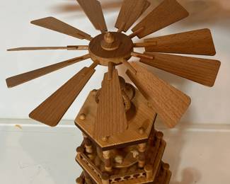 C50 - $100. Muller Seiffen German Nativity - Christmas Pyramid. 3 Tiers. Measures 16" tall x 12" wide with the fans.