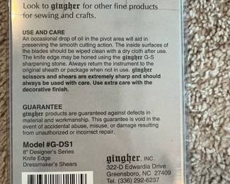 C106 - $80. Gingher Designer's Series 8" Dressmaker's Shears.