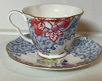 C40 - $40. Wedgwood Butterfly Bloom Spring Blossom Tea Cup & Saucer.